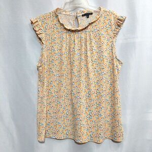 Adrianna Papell Womens Large Sleeveless Blouse High Ruffle Neck Keyhole Back